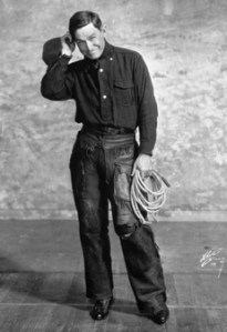 Will Rogers in famous vaudeville promotional photo.